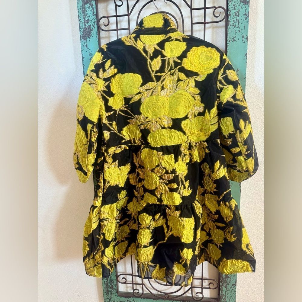 Anthropologie Gold Floral Jacquard Tunic Dress NWT Statement Mod Mini - Picture 5 of 9
